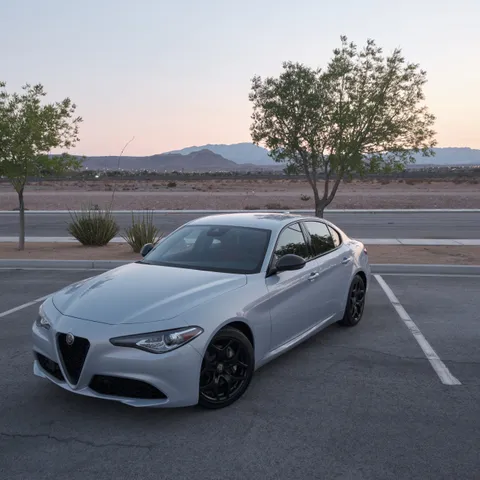 Giulia with the mountains behind